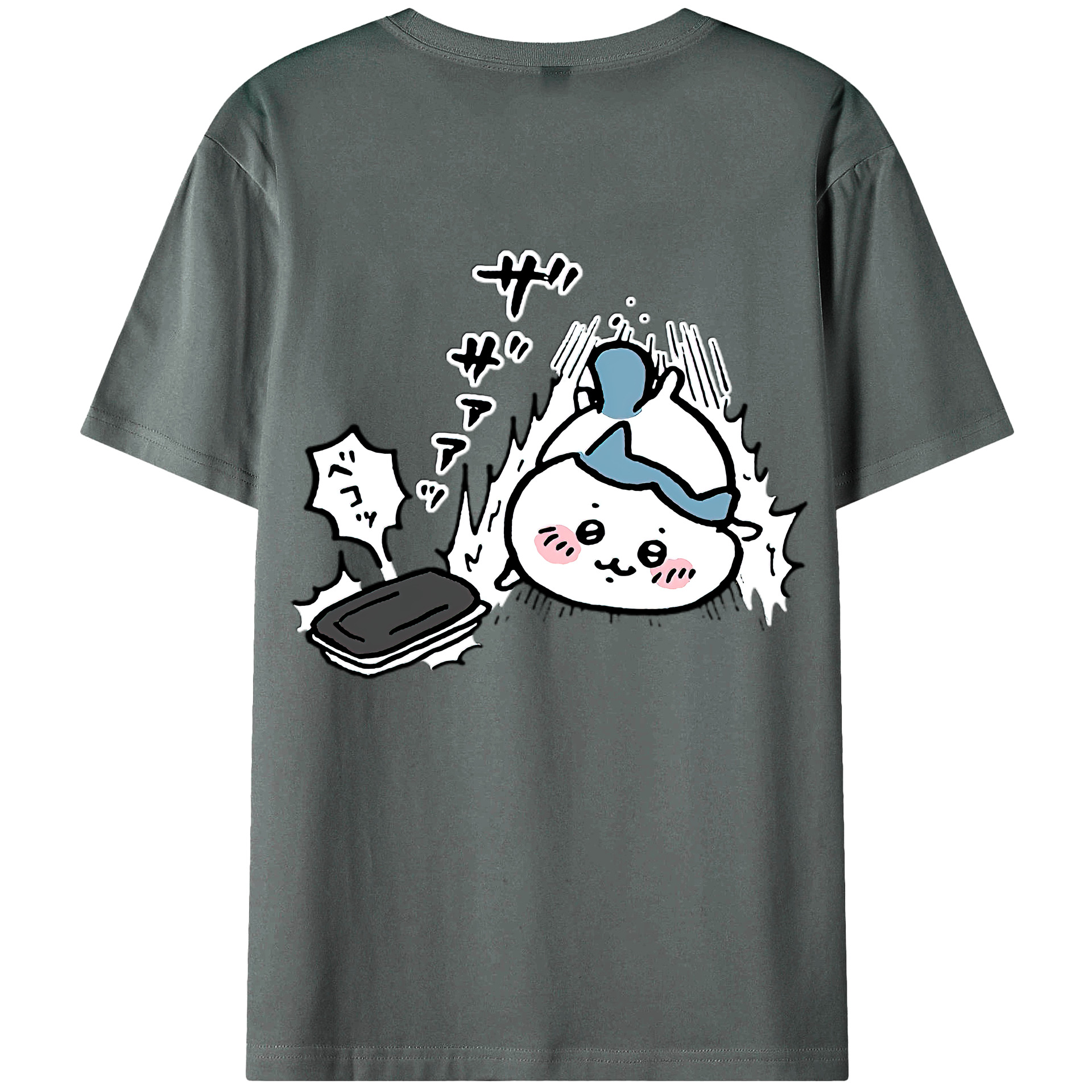 （画像用） ちいかわ ハチワレ Chii-kawa hachiware 綿100％ メンズ半袖Tシャツ（バックプリント） 通気性